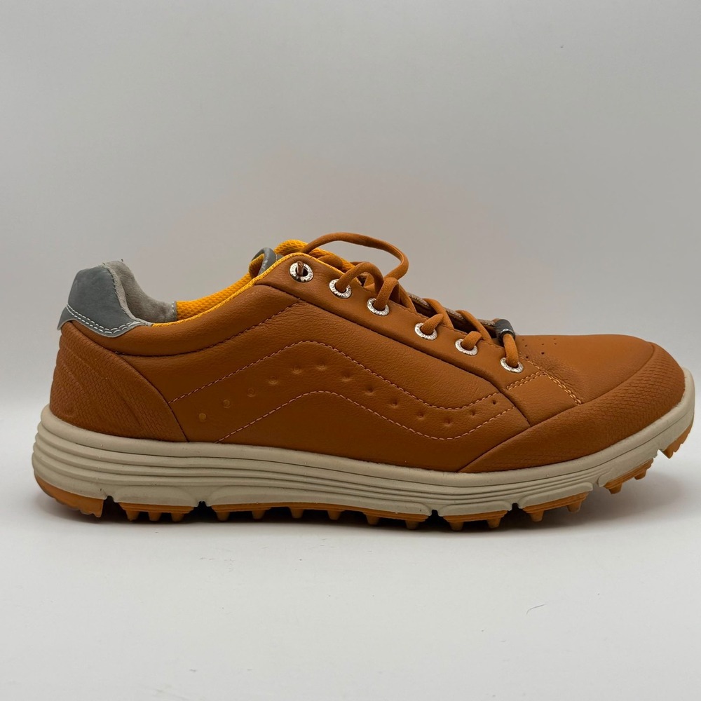 Columbia Thestron Motion Pro Golf Shoes Mens 9.5 Brown Orange Spikeless Leather